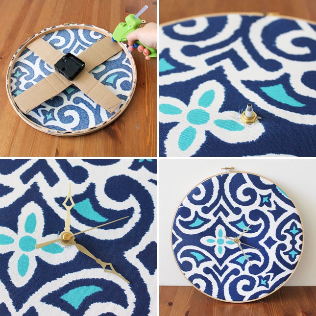 Diy Horloge Originale Avec Un Cercle Broder Et Du Tissu Le Meilleur